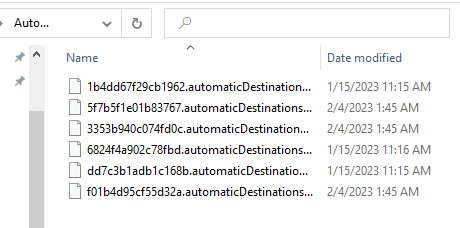 JumpList File Location