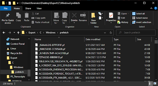 Exported Prefetch Files