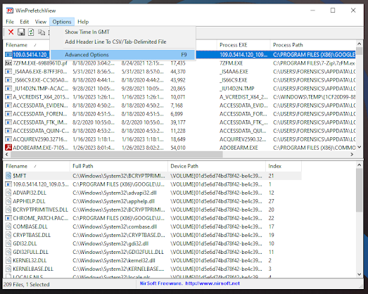 WinPrefetchView Default