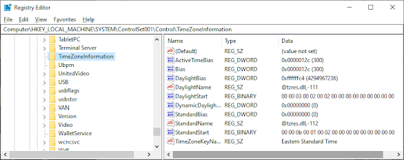 TimeZone Registry Key
