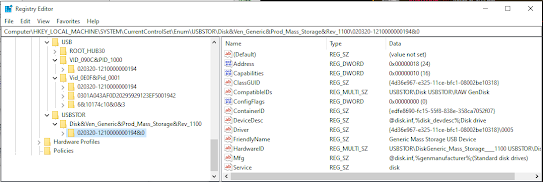 USBSTOR Registry Key