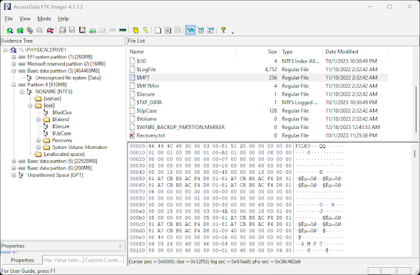 MFT Structure Hex View