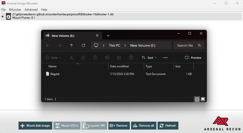 Mounted Bitlocker Image