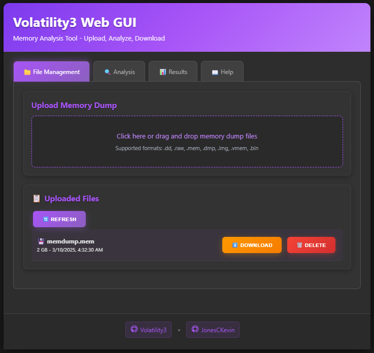 Volatility Web GUI