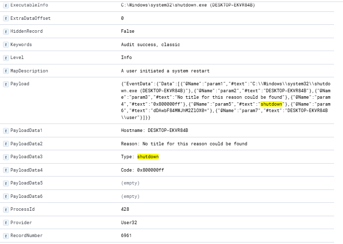 Event ID 1074 - System Shutdown